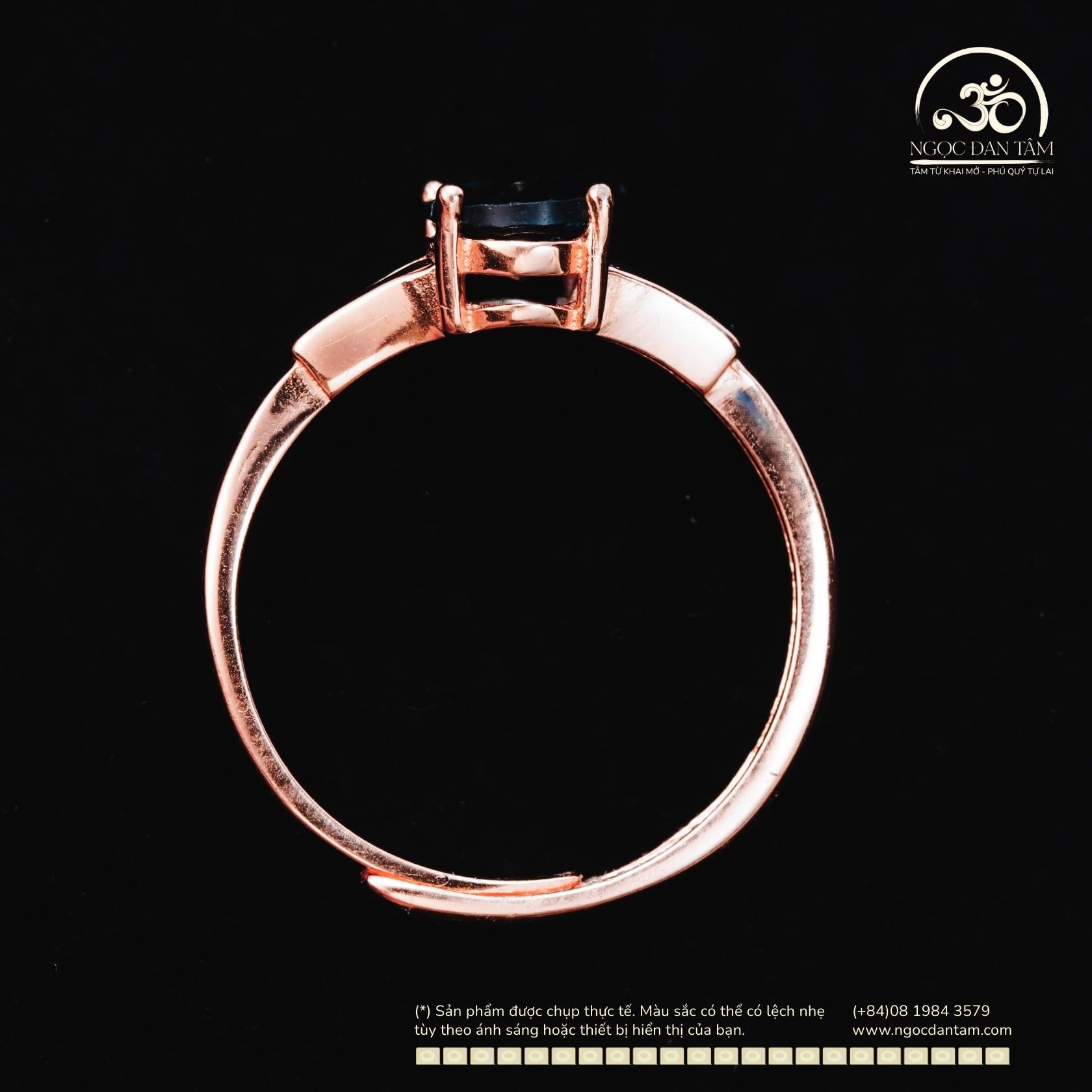  Nhẫn Bạc 925 Mạ Vàng Hồng Đính Đá Topaz 