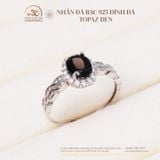  Nhẫn Bạc 925 Đính Đá Topaz Đen 