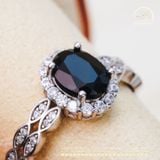  Nhẫn Bạc 925 Đính Đá Topaz Đen 