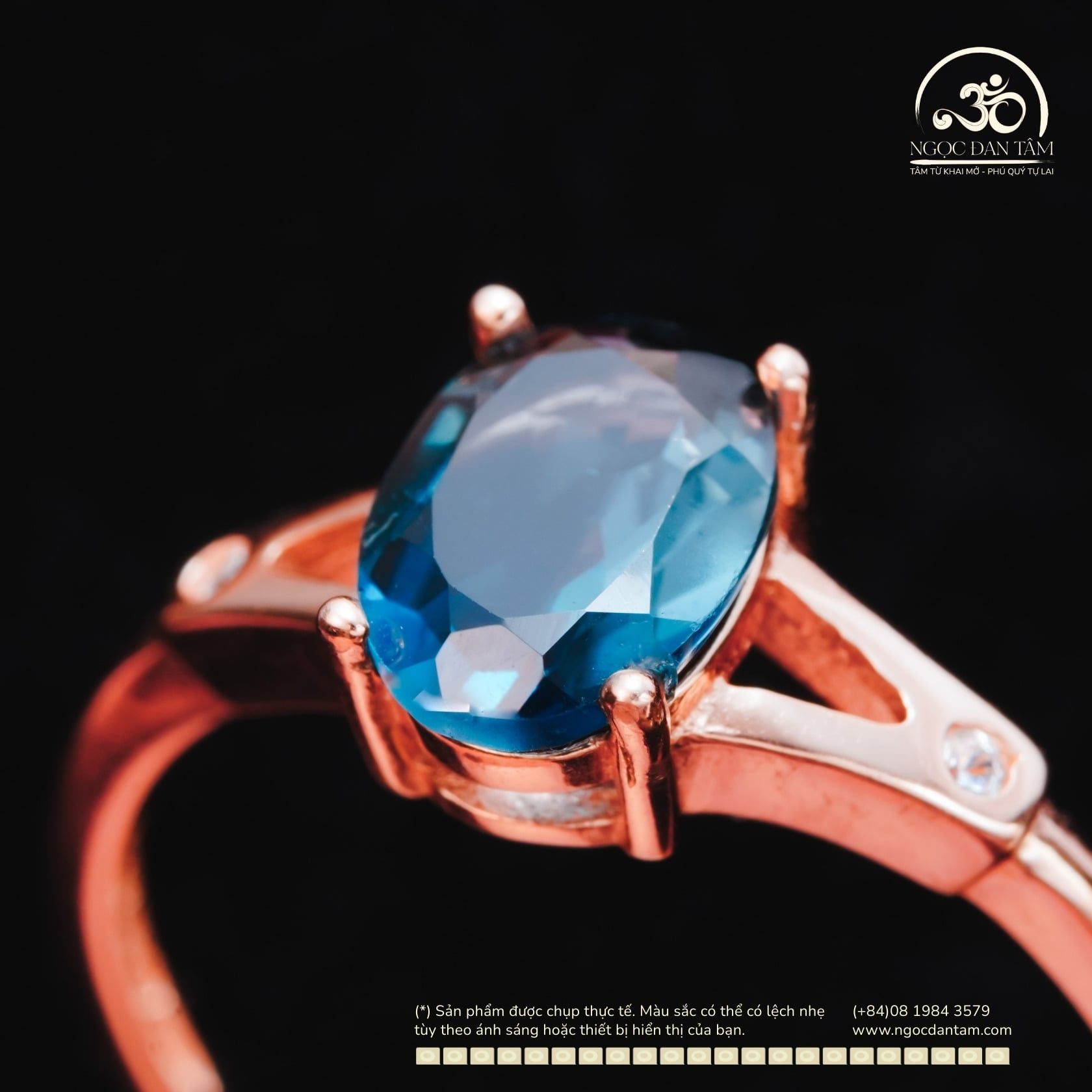  Nhẫn Bạc 925 Mạ Vàng Hồng Đính Đá Topaz 