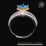  Nhẫn Bạc 925 Đính Đá Topaz Xanh Biển 