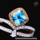  Nhẫn Bạc 925 Đính Đá Topaz Xanh Biển 