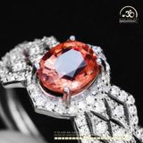  Nhẫn bạc 925 Đính Đá Tourmaline 6x8mm 