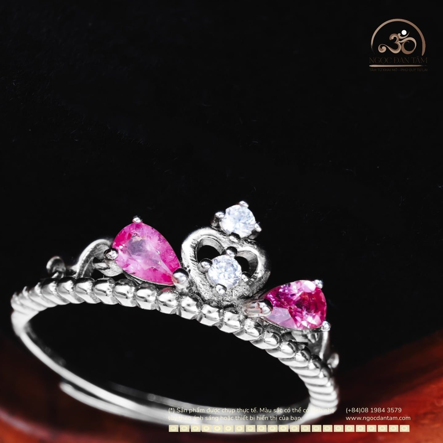  Nhẫn Bạc 925 Đính Đá Tourmaline 3,5mm 