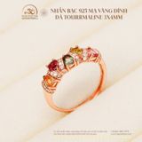  Nhẫn Bạc 925 Mạ Vàng Đính Đá Tourmaline 3x4mm 