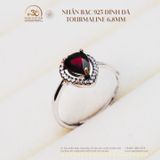  Nhẫn Bạc 925 Đính Đá Tourmaline 6.8mm 