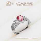  Nhẫn bạc 925 Đính Đá Tourmaline 6x8mm 