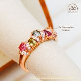  Nhẫn Bạc 925 Mạ Vàng Đính Đá Tourmaline 3x4mm 