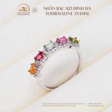  Nhẫn Bạc 925 Đính Đá Tourmaline 3x4mm 