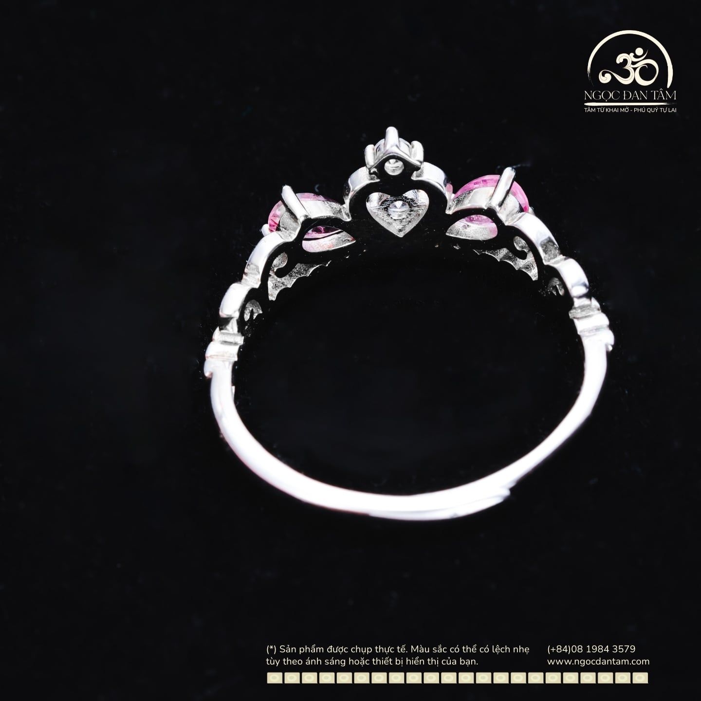  Nhẫn Bạc 925 Đính Đá Tourmaline 3,5mm 