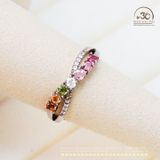  Nhẫn Bạc 925 Đính Đá Tourmaline 2.5mm 