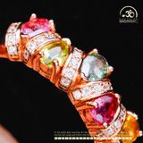  Nhẫn Bạc 925 Mạ Vàng Đính Đá Tourmaline 3x4mm 