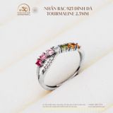  Nhẫn Bạc 925 Đính Đá Tourmaline 2.5mm 