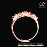  Nhẫn Bạc 925 Mạ Vàng Đính Đá Tourmaline 3x4mm 