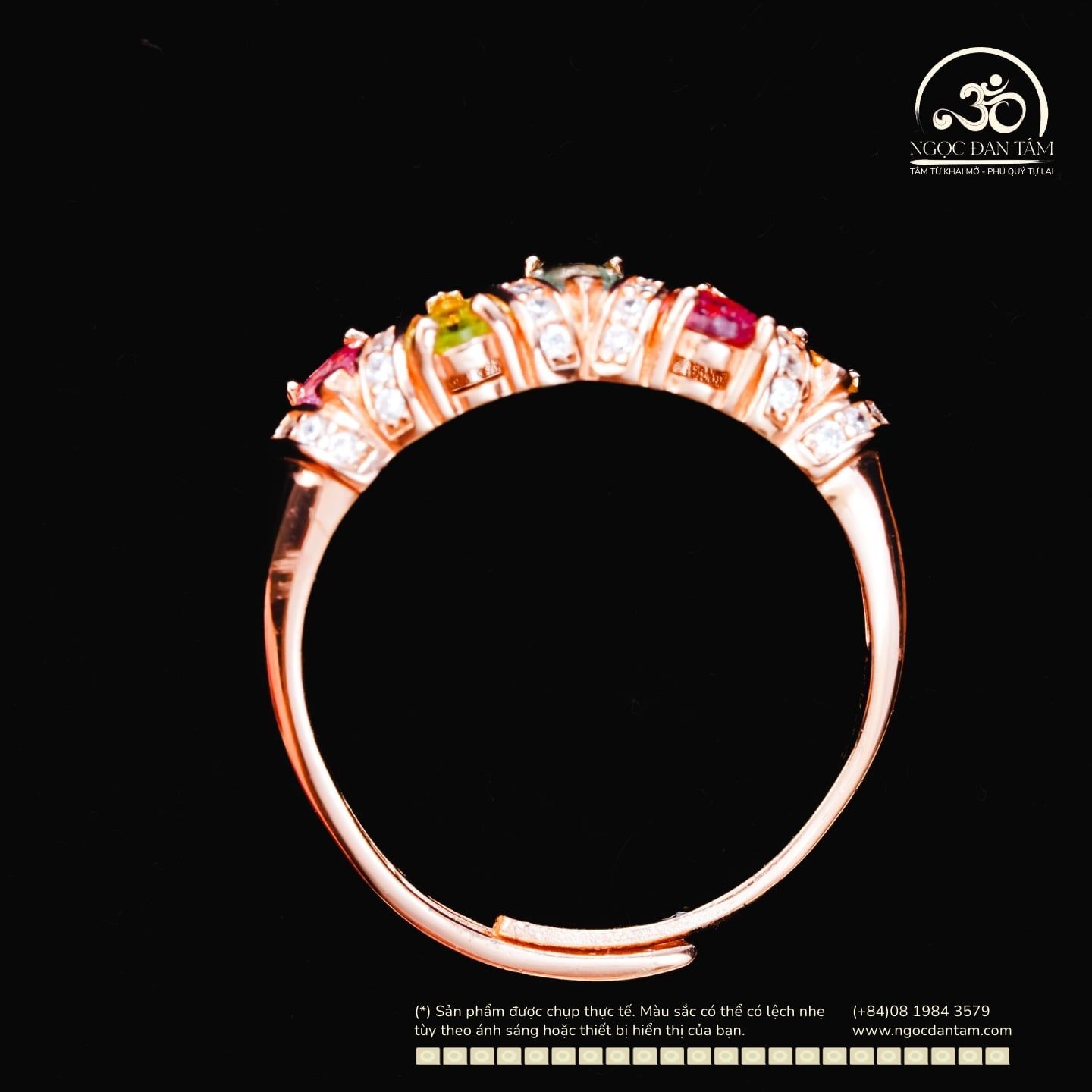  Nhẫn Bạc 925 Mạ Vàng Đính Đá Tourmaline 3x4mm 