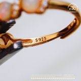  Nhẫn Bạc 925 Mạ Vàng Đính Đá Opal 4mm 