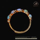  Nhẫn Bạc 925 Mạ Vàng Đính Đá Opal 4mm 