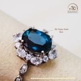  Nhẫn Bạc 925 Đính Đá Topaz Xanh Đen 