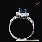  Nhẫn Bạc 925 Đính Đá Topaz Xanh Đen 