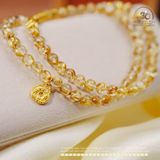  Chuỗi Vòng Tay Thạch Anh Tóc Vàng Đồng Trục 6mm VVIP Phối Charm Bạc 925 Mạ Vàng Cao Cấp 