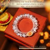  Vòng Tay Thạch Anh Ưu Linh Trắng 10mm 2A Phối Charm MDC Đính Đá Vàng 