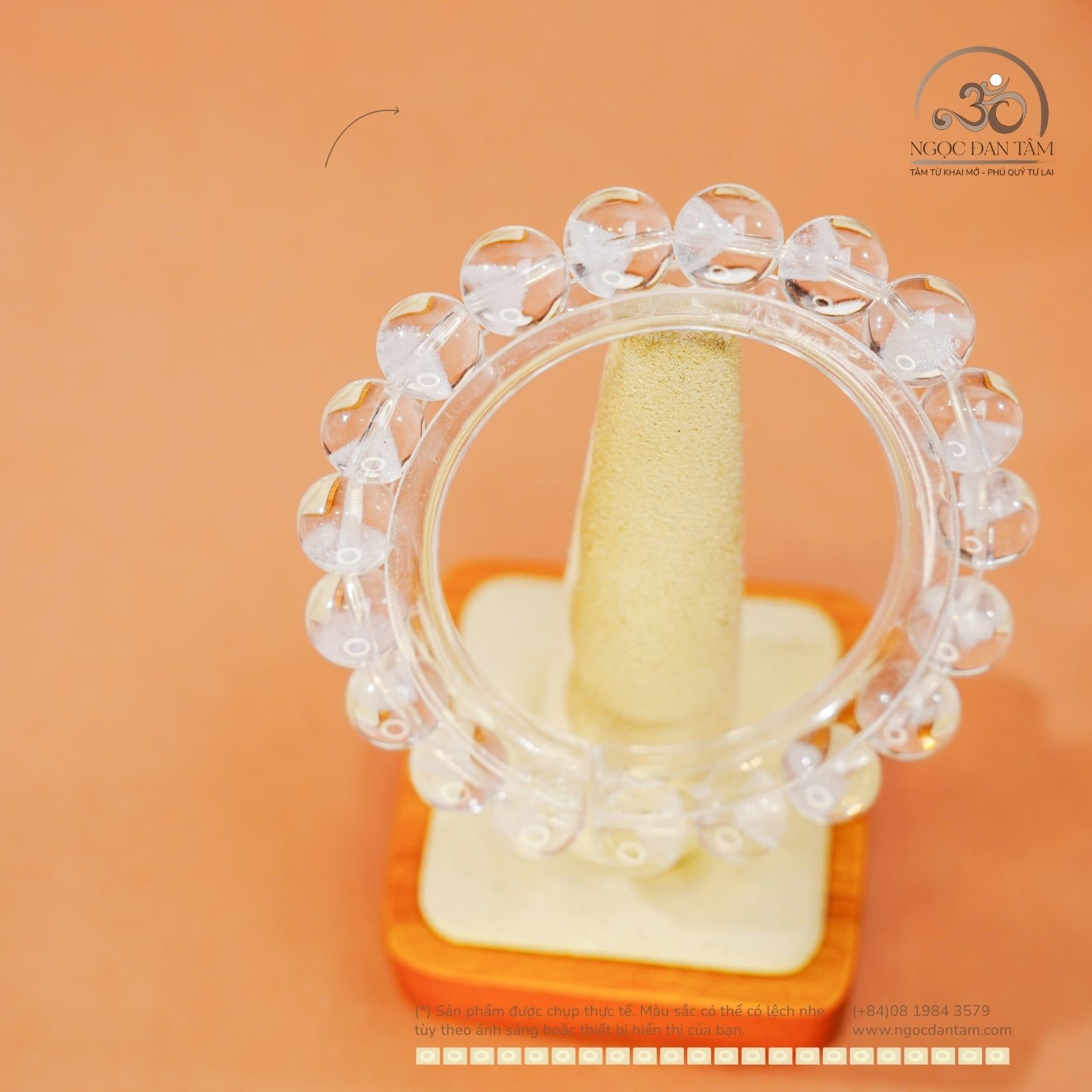  Vòng Tay Thạch Anh Ưu Linh Trắng 10mm 