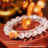  Vòng Tay Thạch Anh Ưu Linh Trắng 10mm 2A Phối Charm MDC Đính Đá Vàng 