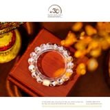  Vòng Tay Thạch Anh Ưu Linh Trắng 10mm 2A Phối Charm Lu Thống Ngũ Sắc 