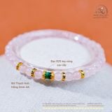  Vòng Tay Đá Thạch Anh Hồng 5mm 4A Phối Charm Trụ Xanh Ngọc Lục Bảo 