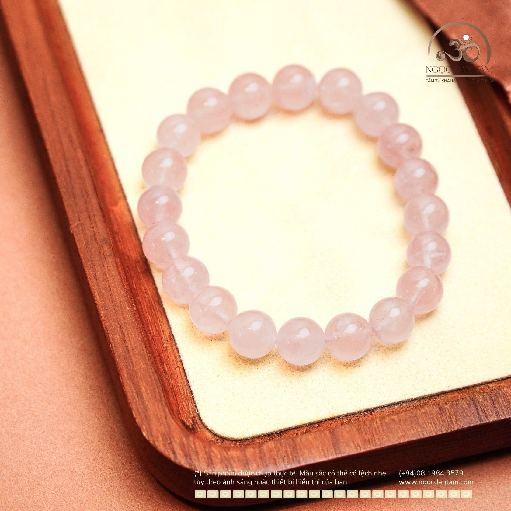  Vòng Tay Đá Thạch Anh Hồng 9mm 8A 