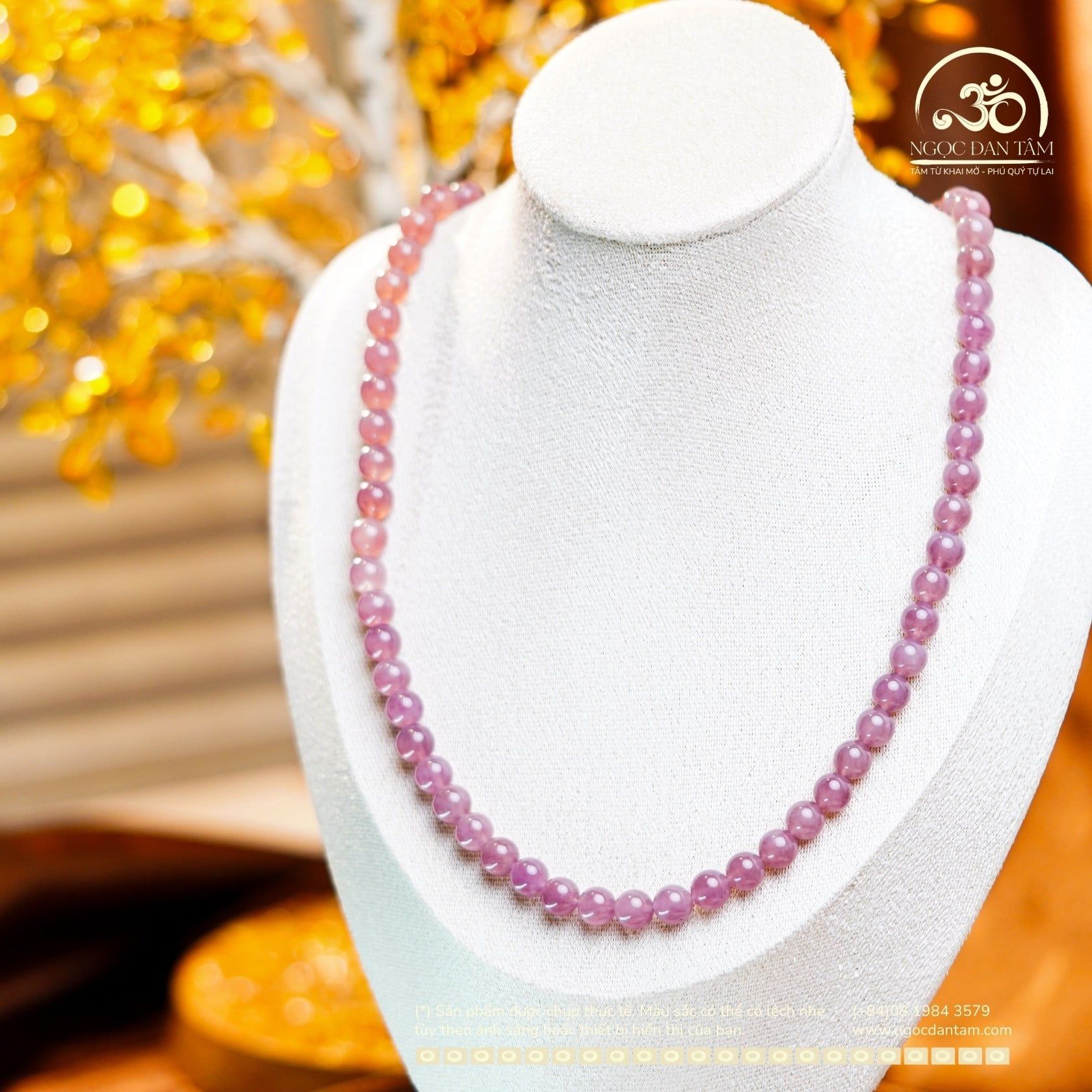  Vòng Cổ Thạch Anh Hồng Brazil Đậm 8mm 