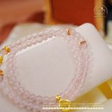  Chuỗi Vòng Tay Thạch Anh Hồng 6mm 5A Phối Charm Bạc 925 Mạ Vàng Cao Cấp 