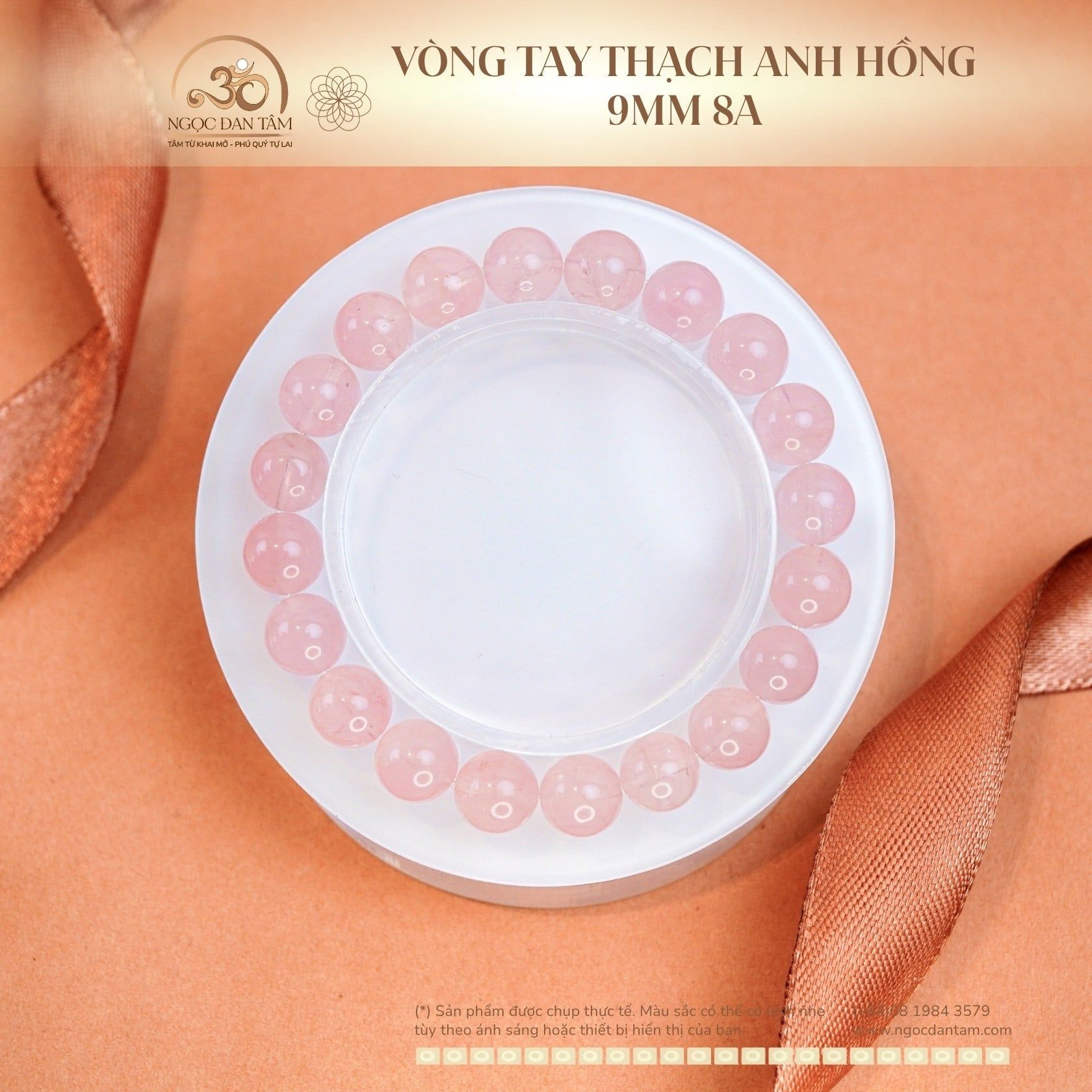  Vòng Tay Đá Thạch Anh Hồng 9mm 8A 