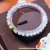  Vòng Tay Đá Thạch Anh Hồng 5mm 4A Phối Charm Trụ Xanh Ngọc Lục Bảo 