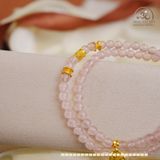  Chuỗi Vòng Tay Thạch Anh Hồng 6mm 5A Phối Charm Bạc 925 Mạ Vàng Cao Cấp 