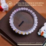  Vòng Tay Đá Thạch Anh Hồng 5mm 4A Phối Charm 3 Vòng 