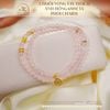  Chuỗi Vòng Tay Thạch Anh Hồng 6mm 5A Phối Charm Bạc 925 Mạ Vàng Cao Cấp 