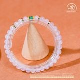  Vòng Tay Đá Thạch Anh Hồng 5mm 4A Phối Charm Trụ Xanh Ngọc Lục Bảo 
