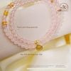  Chuỗi Vòng Tay Thạch Anh Hồng 6mm 5A Phối Charm Bạc 925 Mạ Vàng Cao Cấp 