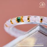  Vòng Tay Đá Thạch Anh Hồng 5mm 4A Phối Charm Trụ Xanh Ngọc Lục Bảo 