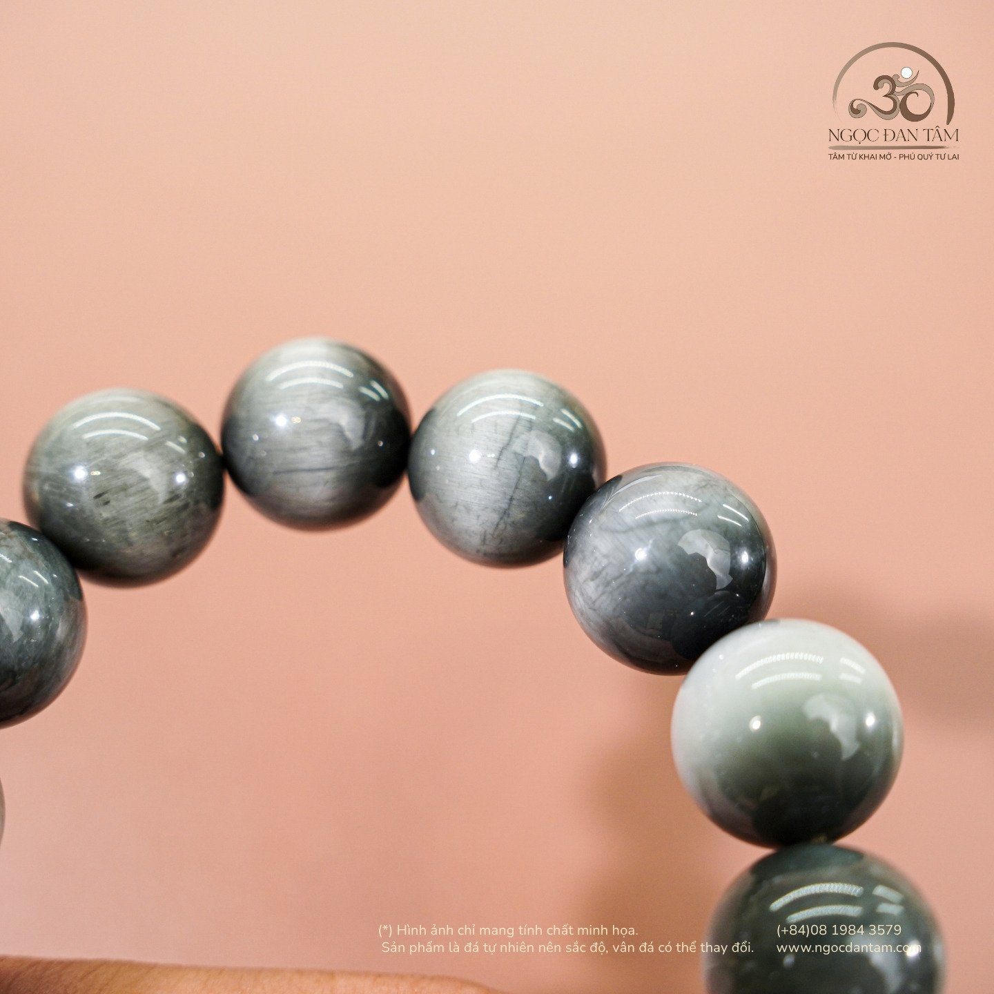  Vòng Tay Thạch Anh Mắt Chim Ưng Xám 12mm 6A 