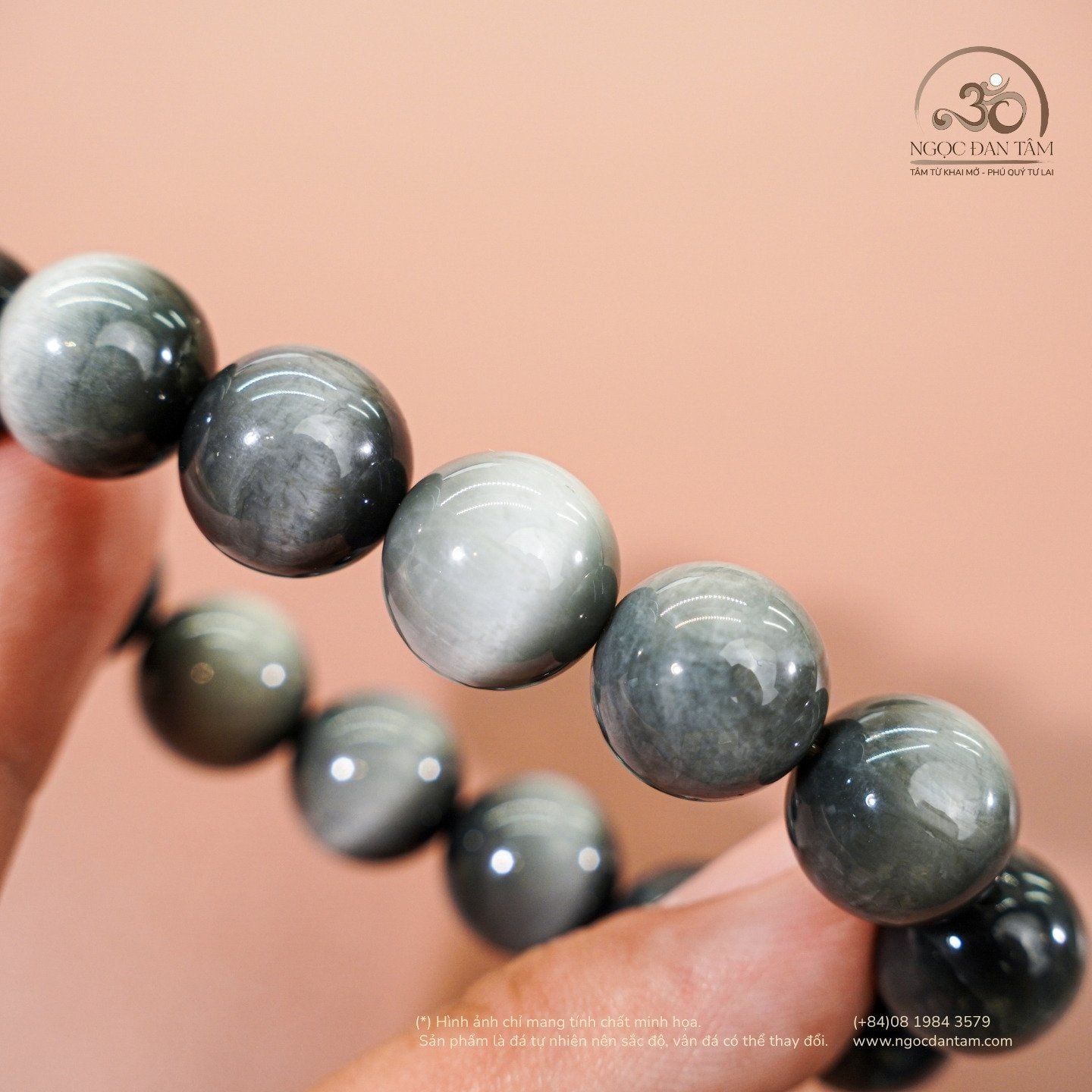  Vòng Tay Thạch Anh Mắt Chim Ưng Xám 12mm 6A 