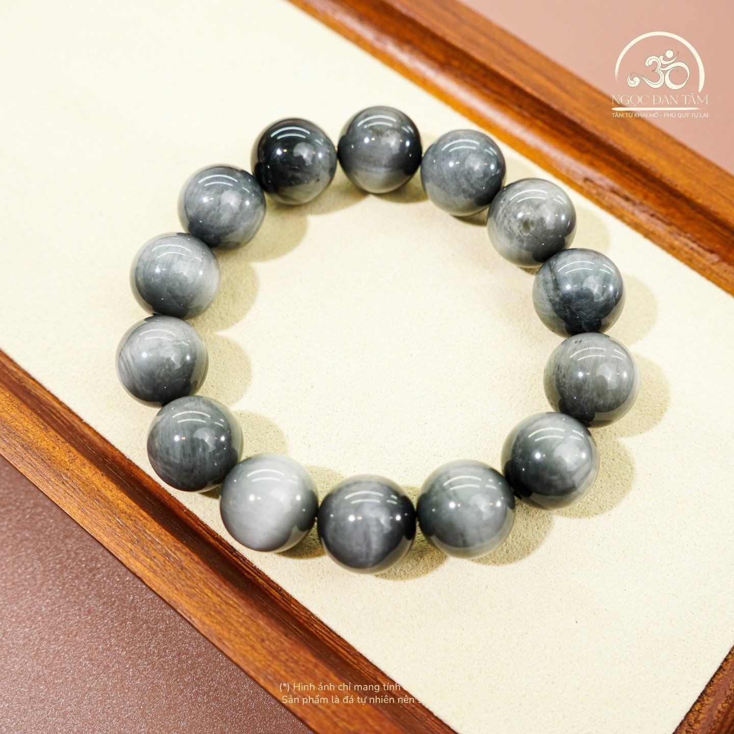  Vòng Tay Thạch Anh Mắt Chim Ưng Xám 12mm 6A 