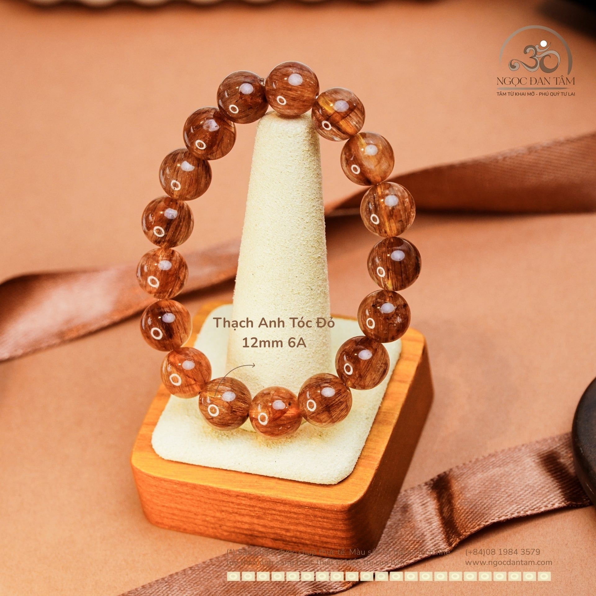  Vòng Tay Thạch Anh Tóc Đỏ 12mm 6A - Vân Tóc Đỏ 