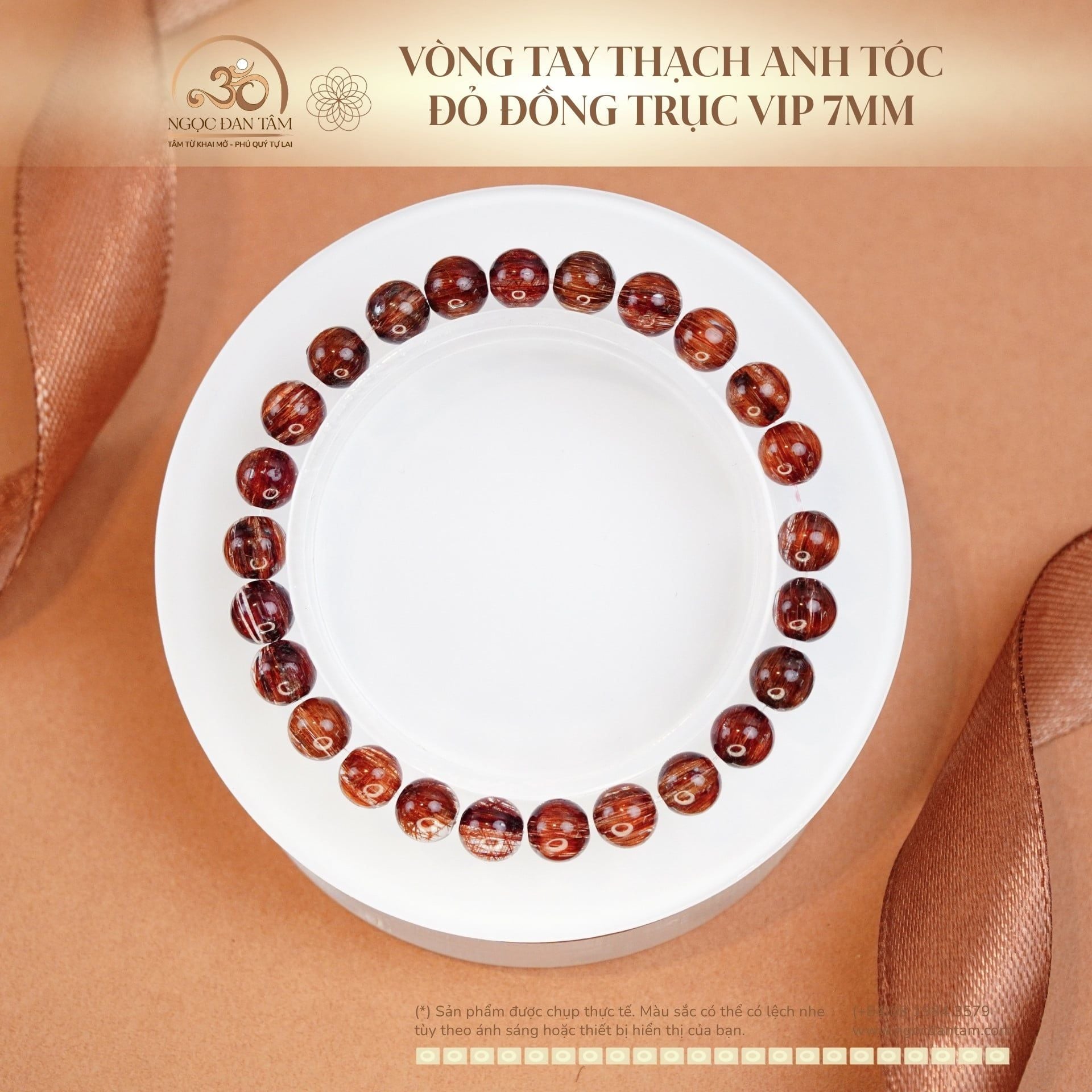  Vòng tay Thach Anh Tóc Đỏ Đồng Trục VIP 7mm 