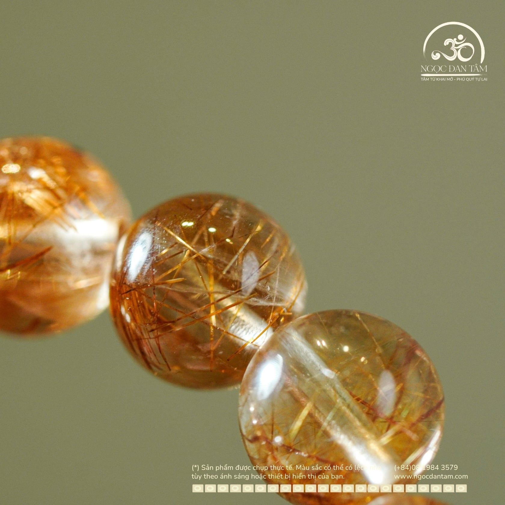  Vòng Tay Thạch Anh Tóc Đồng 8mm 6A 