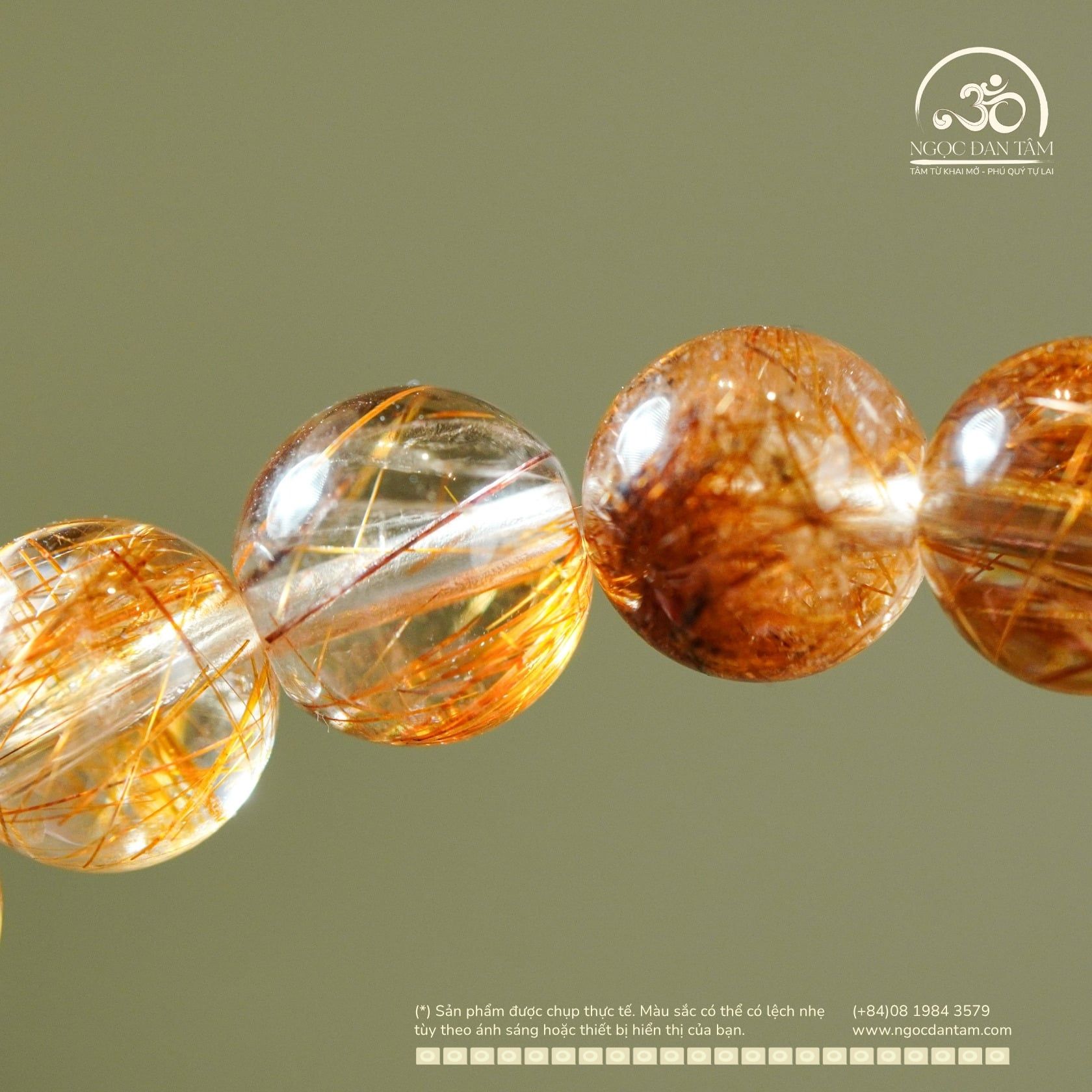  Vòng Tay Thạch Anh Tóc Đồng 8mm 6A 