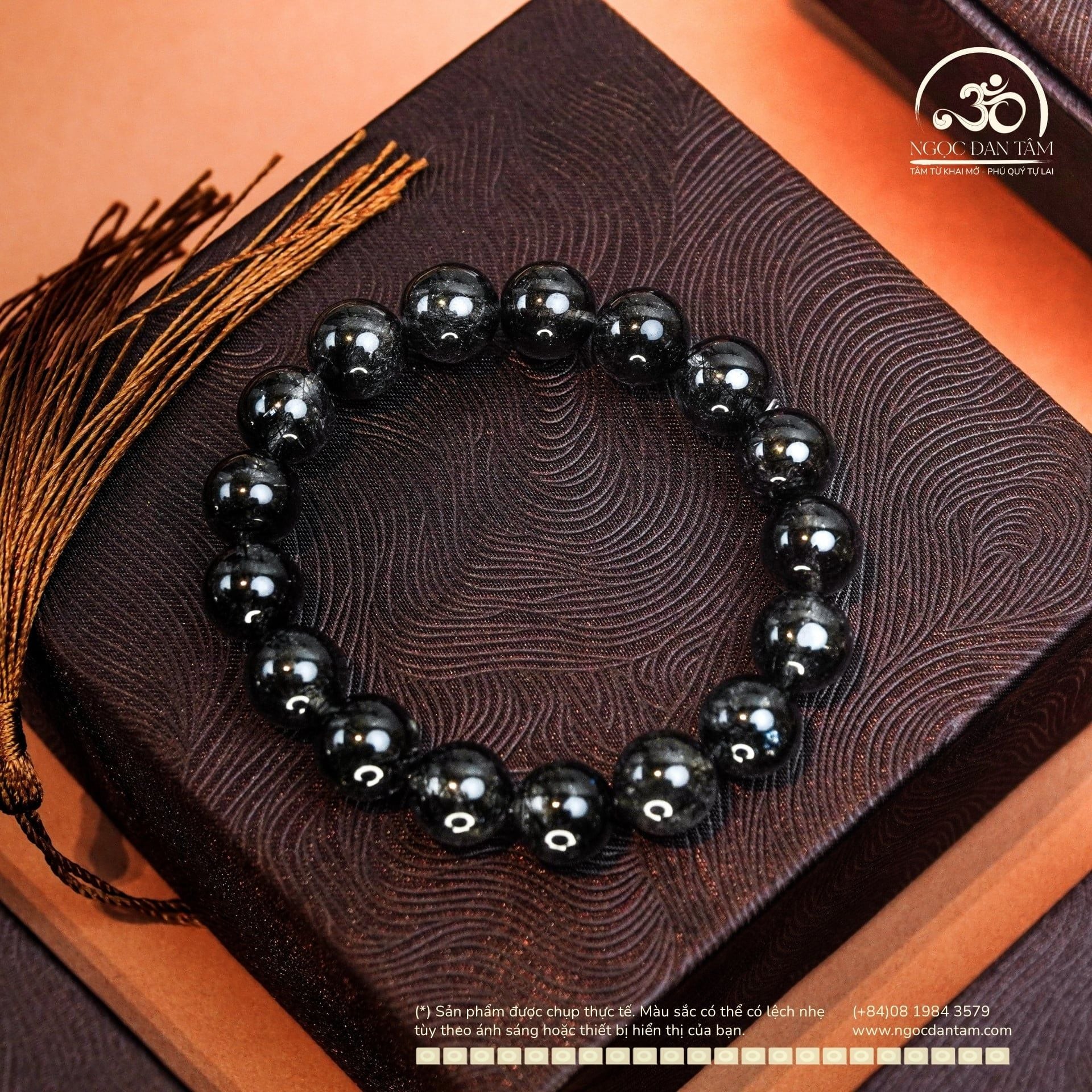  Vòng Tay Đá Thạch Anh Tóc Đen 10mm 7A 
