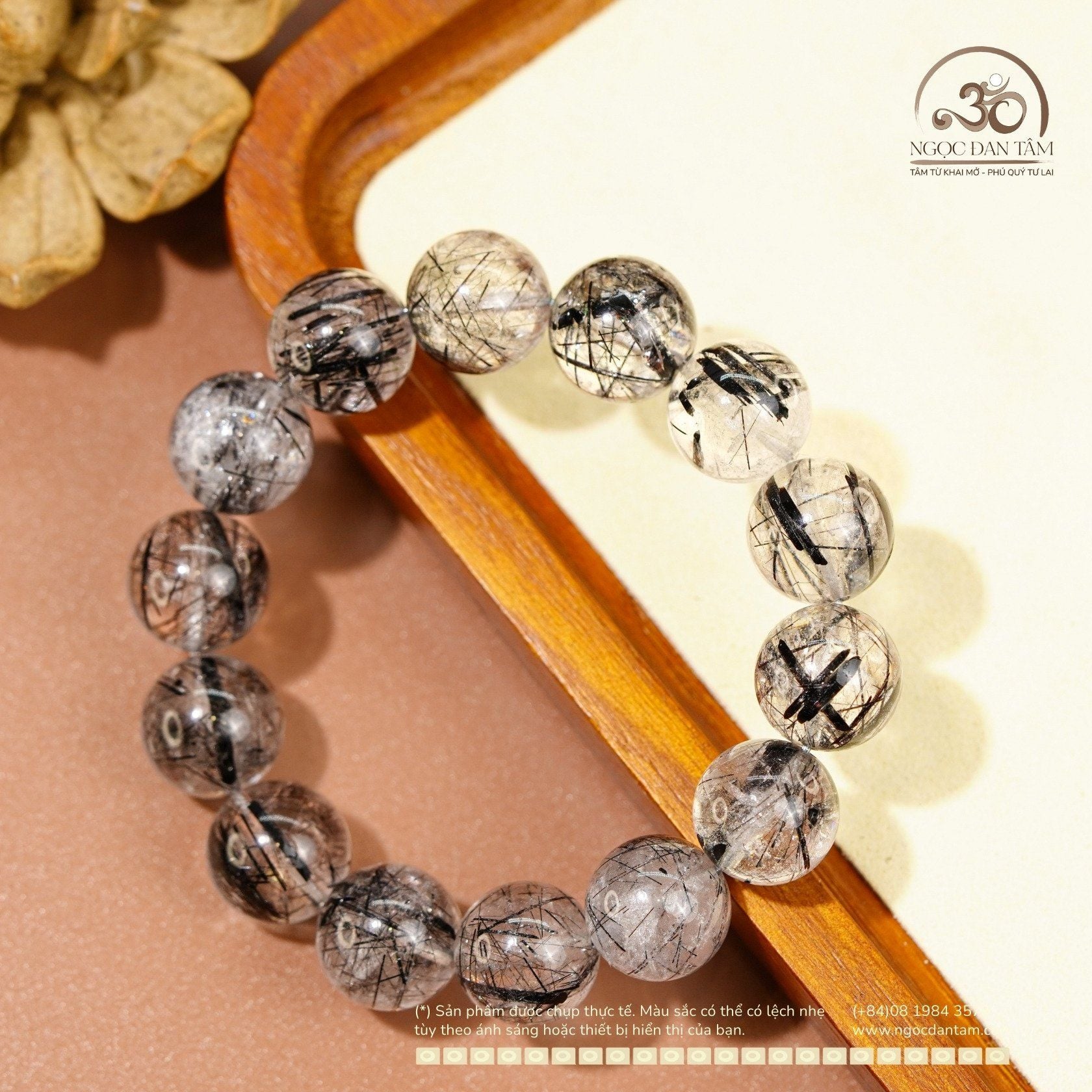  Vòng Tay Thạch Anh Tóc Đen 12mm 5A 