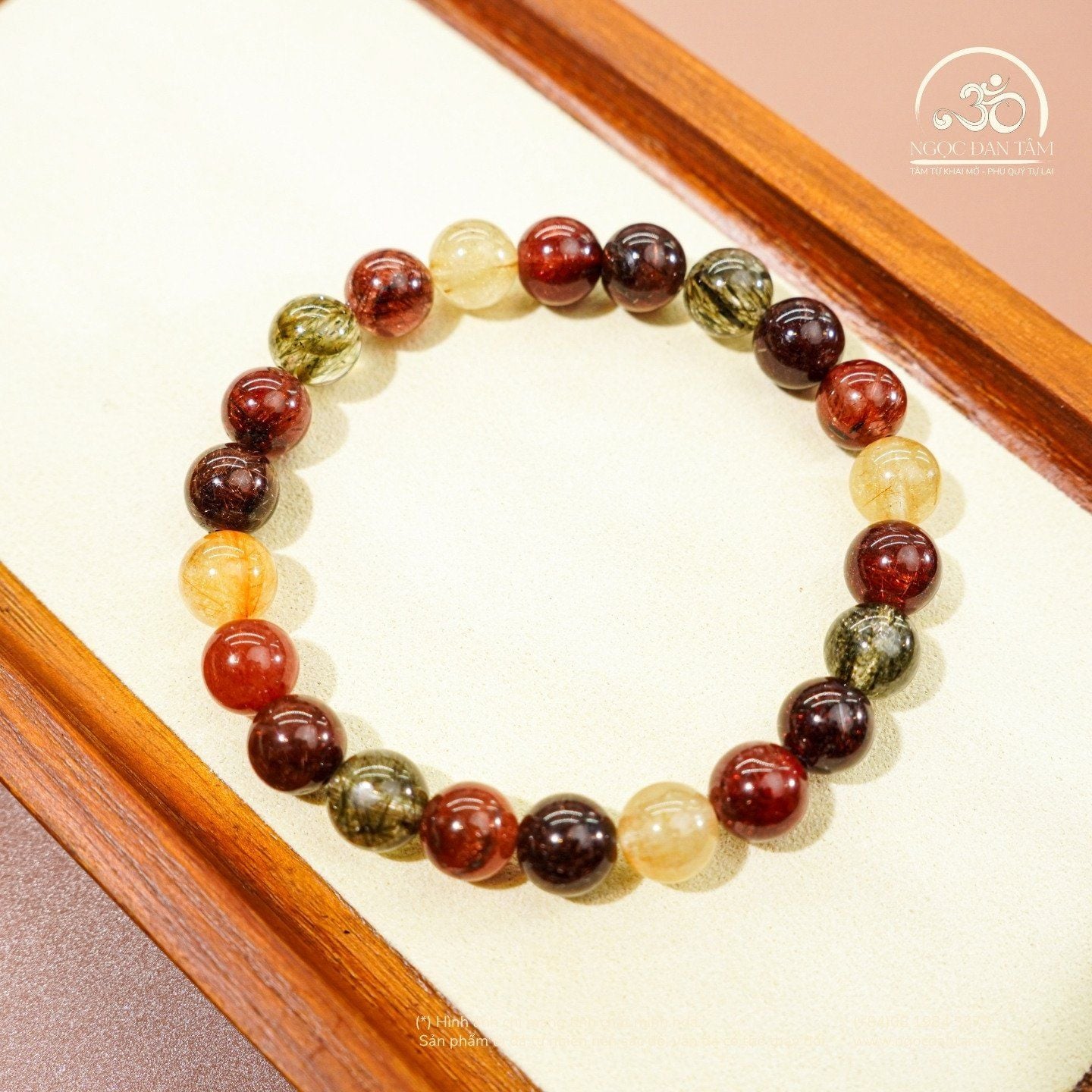  Vòng Tay Thạch Anh Tóc Hỗn Hợp 8mm 5A 